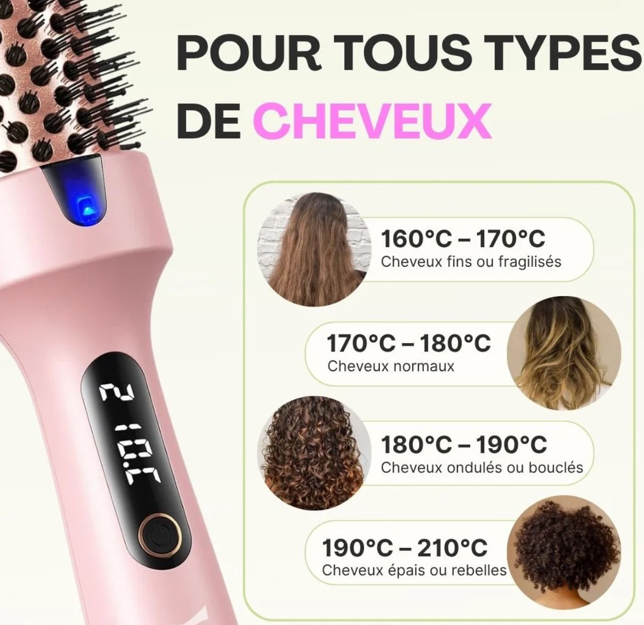 Brosse Thermique Ionique 3-en-1 : Lissage, Volume & Boucles