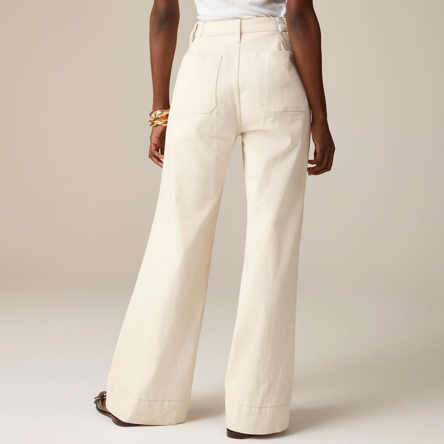 Pantalon Sailor Taille Haute à Jambe Large
