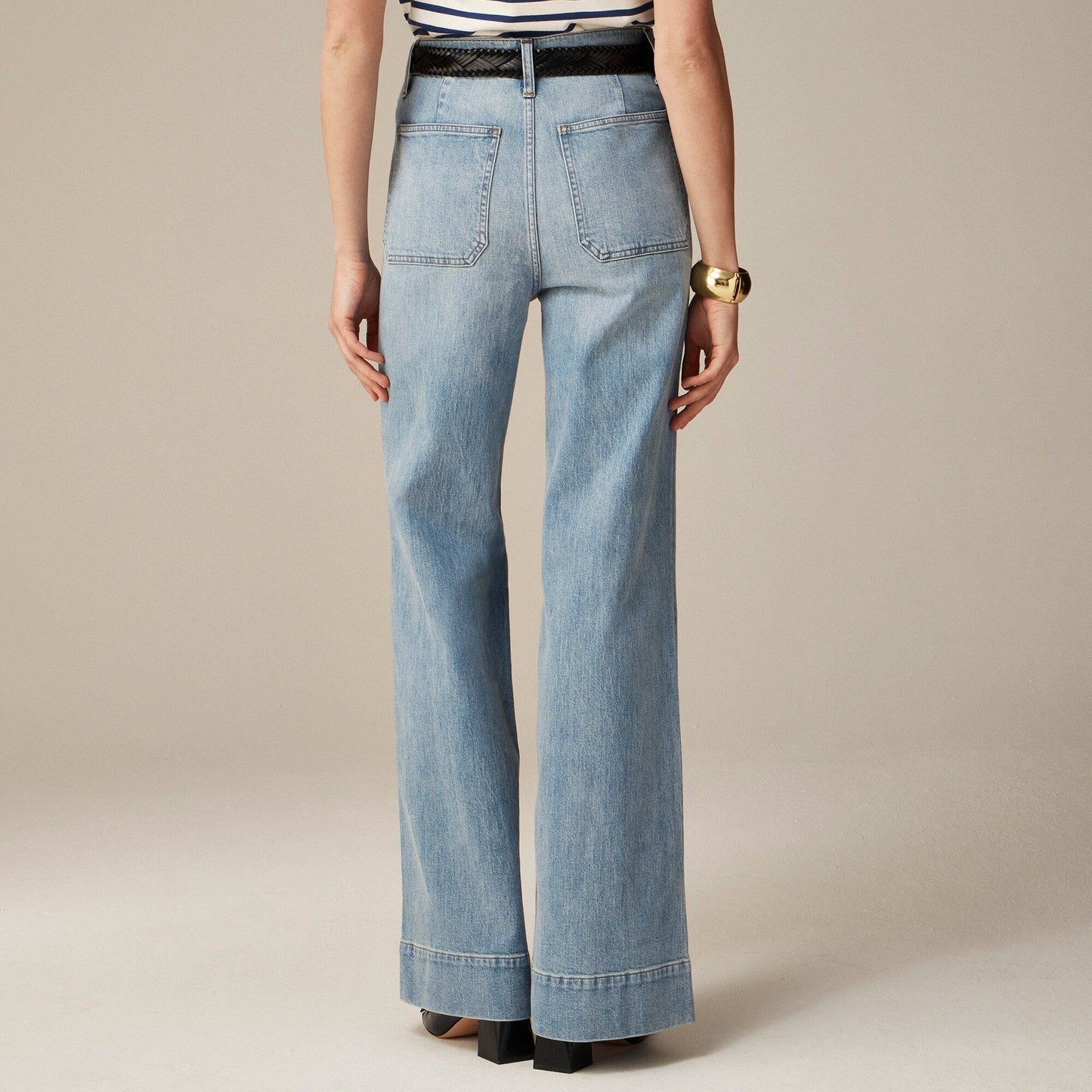 Pantalon Sailor Taille Haute à Jambe Large