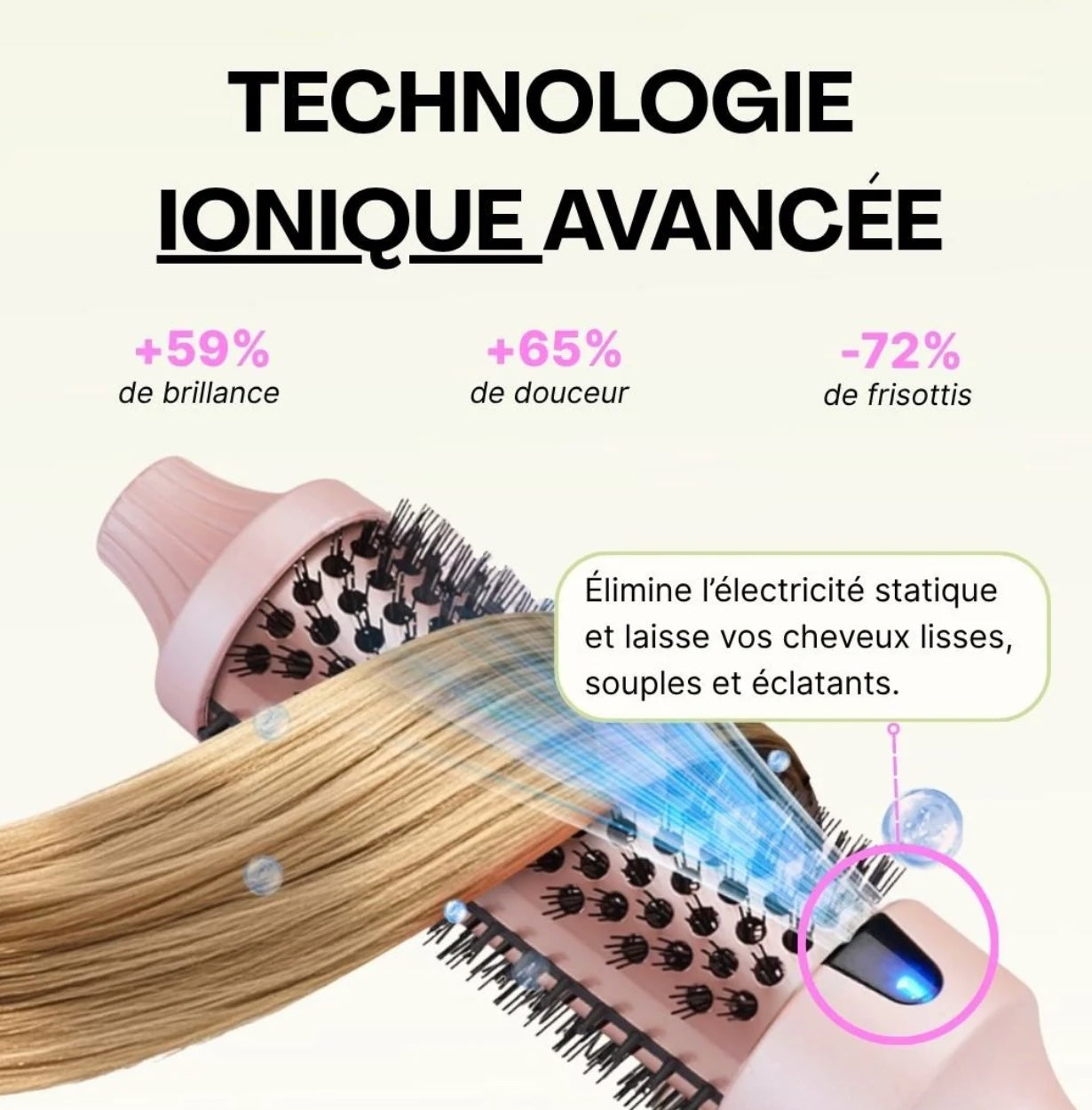 Brosse Thermique Ionique 3-en-1 : Lissage, Volume & Boucles