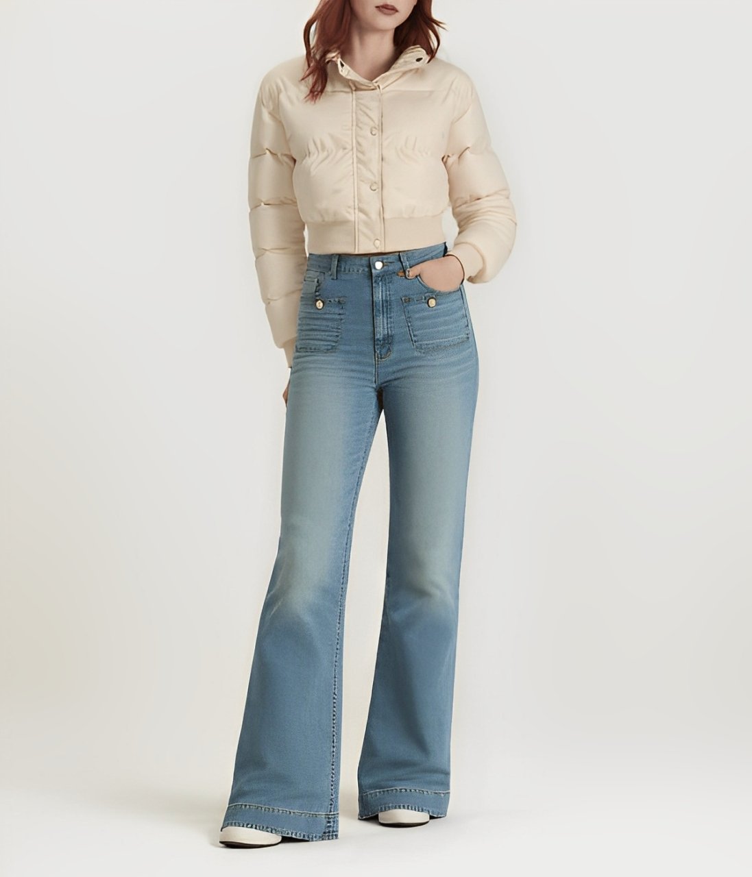 Pantalon Sailor Taille Haute à Jambe Large