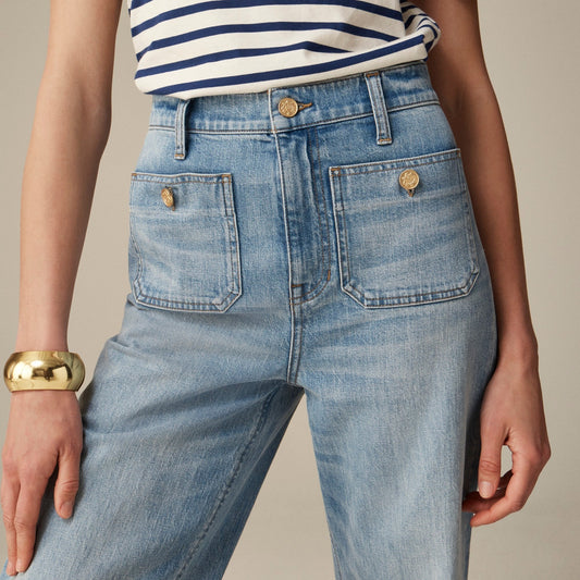 Pantalon Sailor Taille Haute à Jambe Large